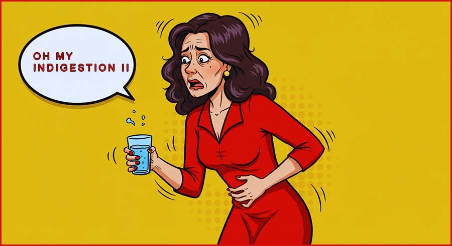 Woman with indigestion